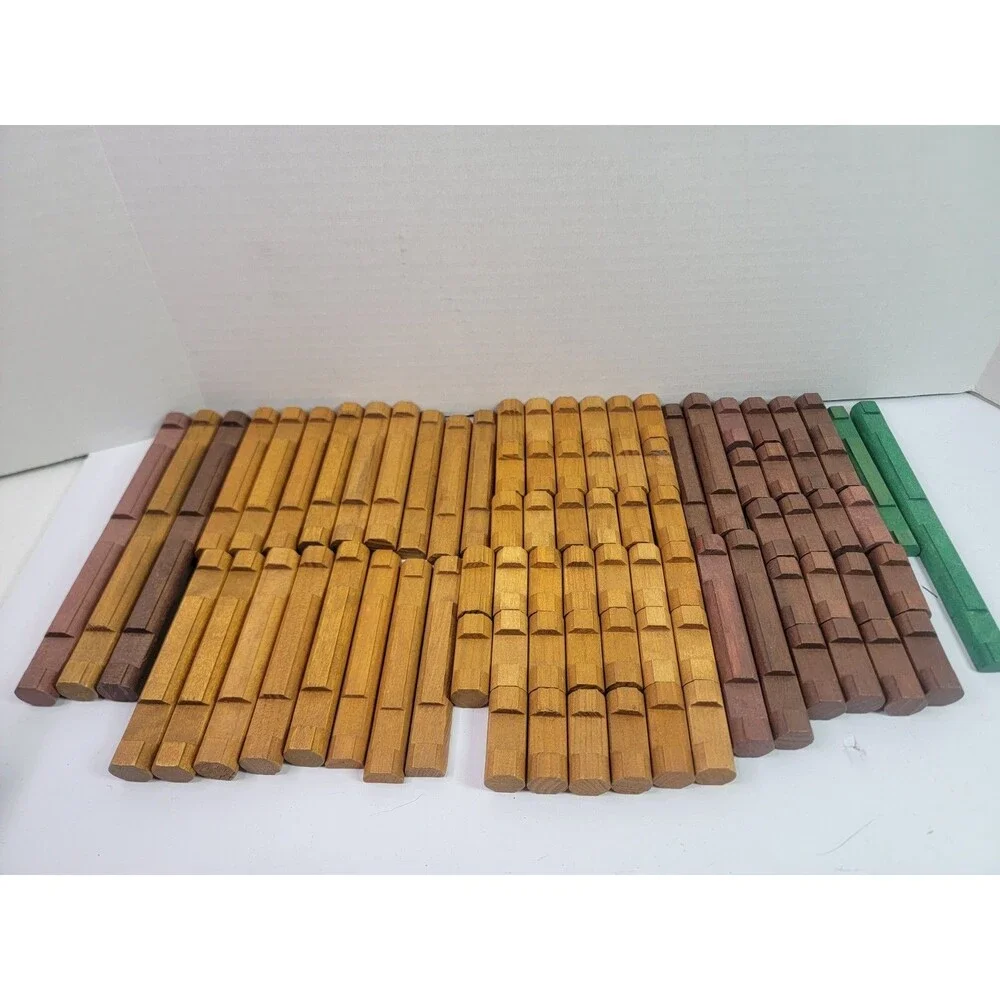 Large Lot Vintage Wooden Log Cabin Building Toy Pieces Mixed Colors Replacement